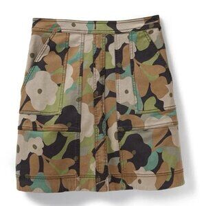 CAbi Camouflage Floral Mini Skirt Playbook Zip Line Skirt size 12